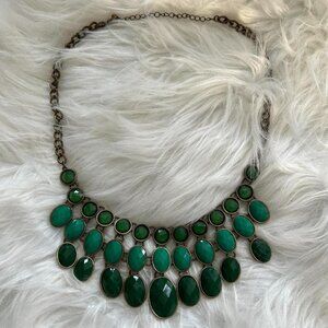 Green and brass statement necklace